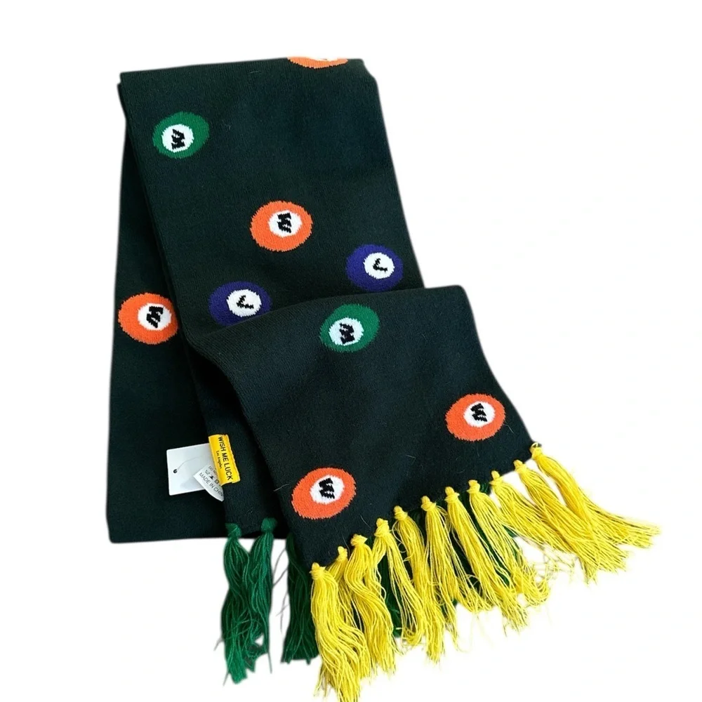 Urban Outfitters Wish Me Luck Billiard Pool Ball Knit Scarf and Beanie Set New
